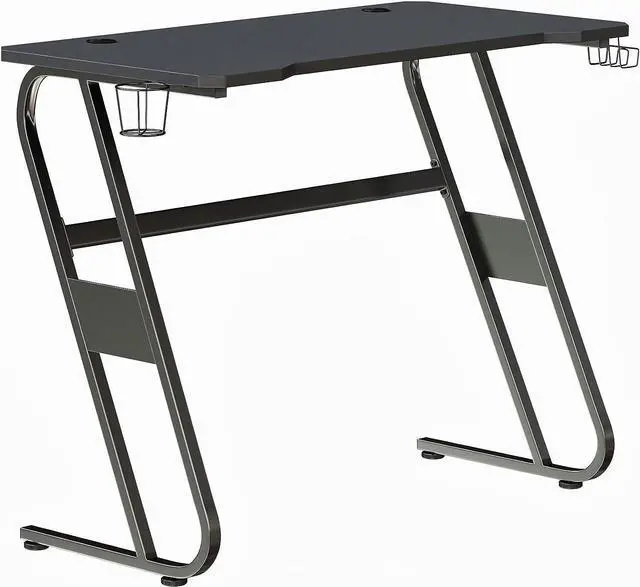 Main image of Flash Furniture Fisher Gaming Desk - Black Ergonomic Computer Desk - 51.5" Gamers Table with Cup Holder and Headphone Hook