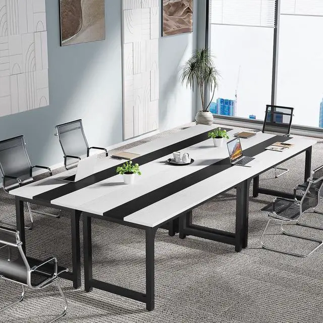 Alt view image 5 of 7 - LITTLE TREE 70.8 Inch X-Large Executive Computer Office Desk, White+Black