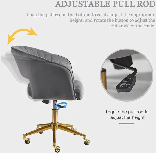 Alt view image 5 of 7 - Grey Vanity Chair with Wheel, Modern Velvet Home Office Chair with Back, Criss Cross Chair for Vanity, Living Room, Bedroom and Study