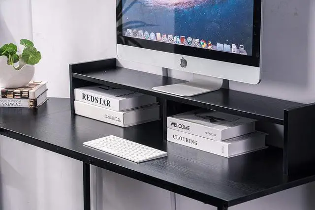 Alt view image 5 of 7 - ivinta Modern L-Shaped Computer Office Desk, Gaming Corner Desk with Monitor Stand, Home Office Study Writing Table Workstation for Small Spaces 6404