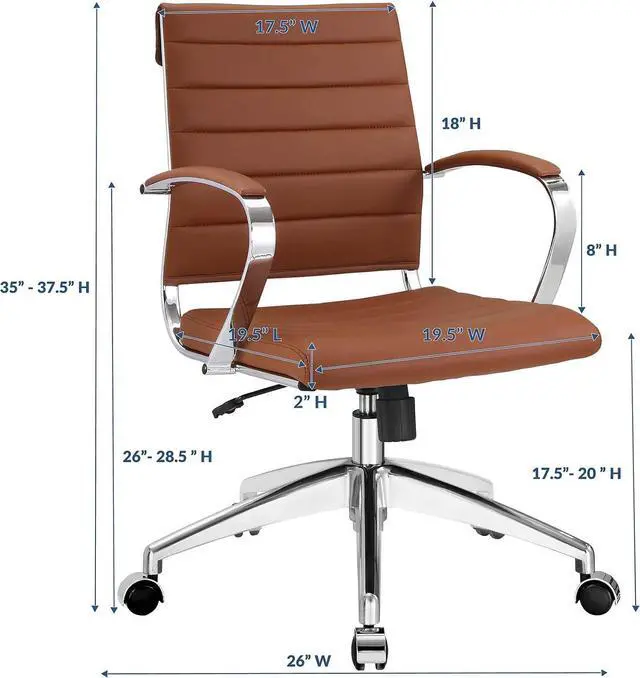 Alt view image 3 of 7 - Modway Jive Ribbed, Mid Back Office Chair, Terracotta
