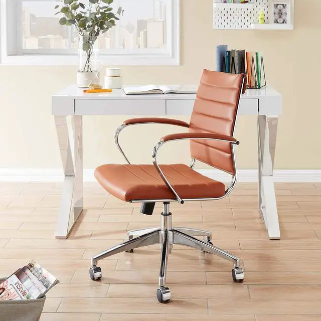 Alt view image 2 of 7 - Modway Jive Ribbed, Mid Back Office Chair, Terracotta
