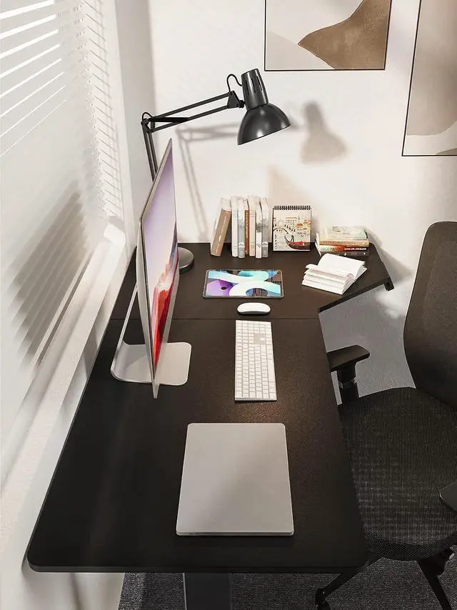 Alt view image 7 of 7 - Marsail L Shaped Electric Standing Desk, 55x34 Inch Standing Desk Adjustable Height with Headphone Hook, Large Computer Desk Sit Stand Desk for Home Office Sturdy Writing Workstation