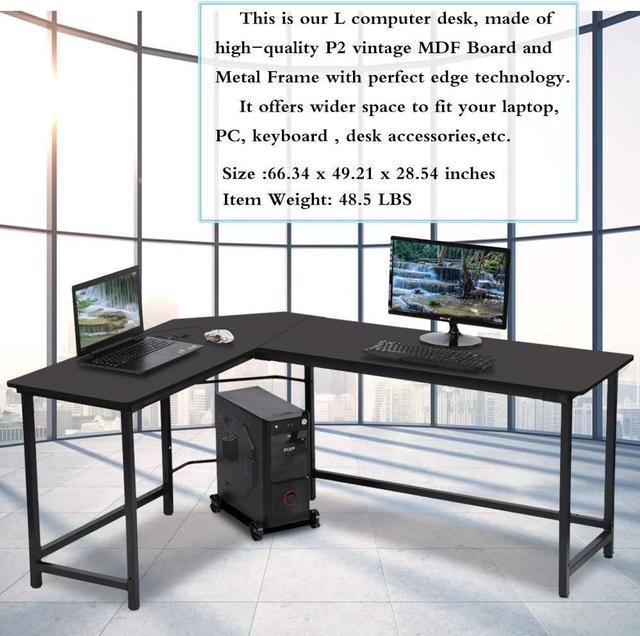 Computer Desk Modern L Shaped Desk, L Corner Desk Gaming Desk PC Laptop  Study Wood Table