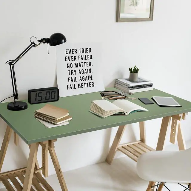 Alt view image 5 of 6 - Kaboon Universal Table Top 45.67"x23.62", Solid One-Piece Desktop, Reversible Melamine Countertop, Double Desks, L-Desk DIY, Pastel Green