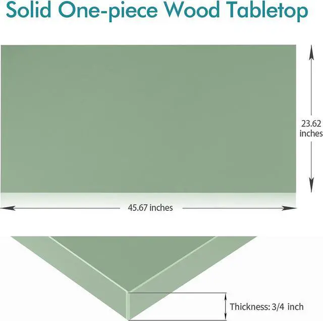 Alt view image 3 of 6 - Kaboon Universal Table Top 45.67"x23.62", Solid One-Piece Desktop, Reversible Melamine Countertop, Double Desks, L-Desk DIY, Pastel Green