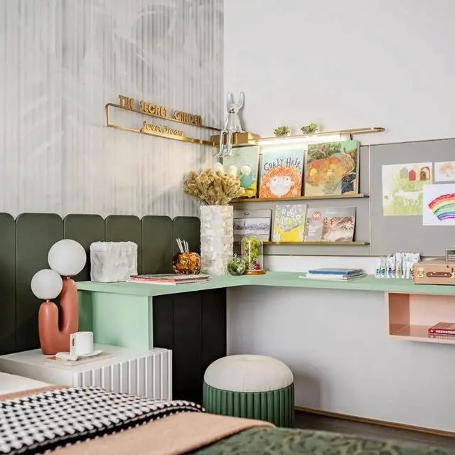 Alt view image 6 of 6 - Kaboon Universal Table Top 45.67"x23.62", Solid One-Piece Desktop, Reversible Melamine Countertop, Double Desks, L-Desk DIY, Pastel Green