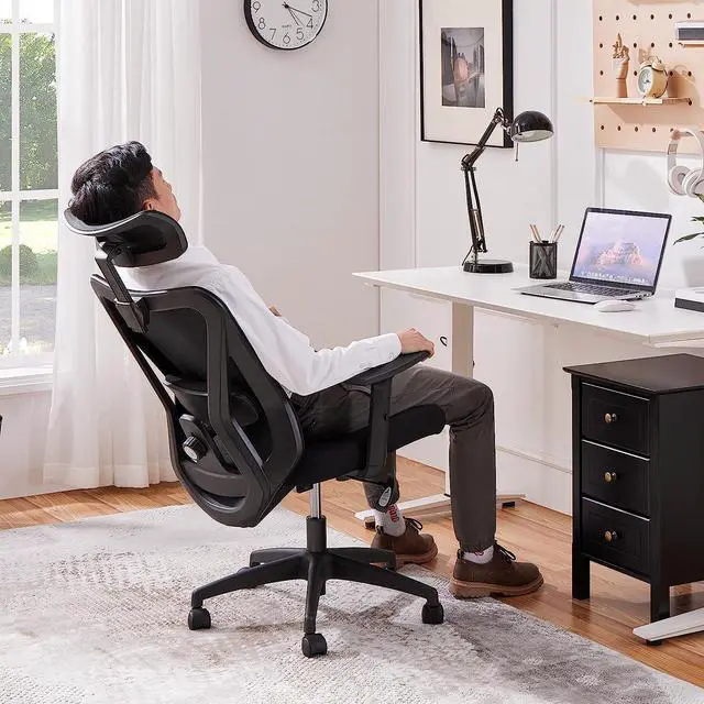 Main image of Ergonomic Office Chair Desk Chair High Back Mesh Computer Chair Study Chair with Lumbar Support Adjustable Armrest, Backrest and Headrest for Home Office Working Black