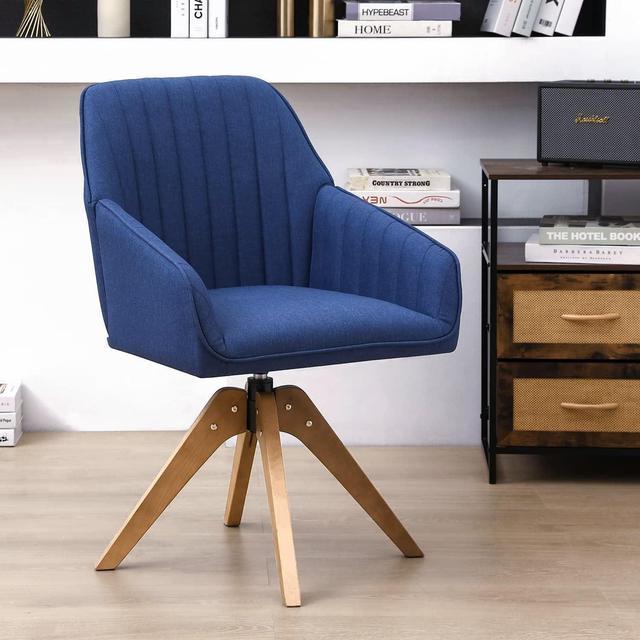 Mid-Century Swivel Office Chair - Wood Legs