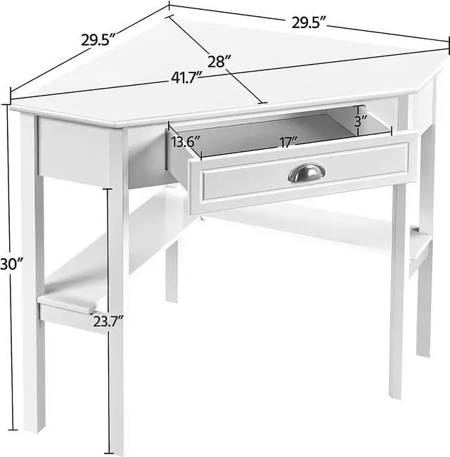 Alt view image 3 of 7 - Topeakmart Home Office Writing Computer Desk with Shelves and Drawers, Corner Desk Laptop PC Table Working Station for Home Workers, White