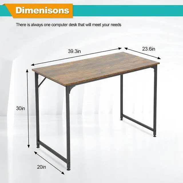 Alt view image 3 of 7 - BestOffice Computer Desk Home Office Desk 39 inches Gaming Desk Multi-Function Writing Table Student Art Modren Simple Style PC Wood and Metal Desk Workstation for Small Space, Vintage