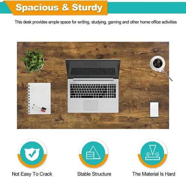 Alt view image 4 of 7 - BestOffice Computer Desk Home Office Desk 39 inches Gaming Desk Multi-Function Writing Table Student Art Modren Simple Style PC Wood and Metal Desk Workstation for Small Space, Vintage