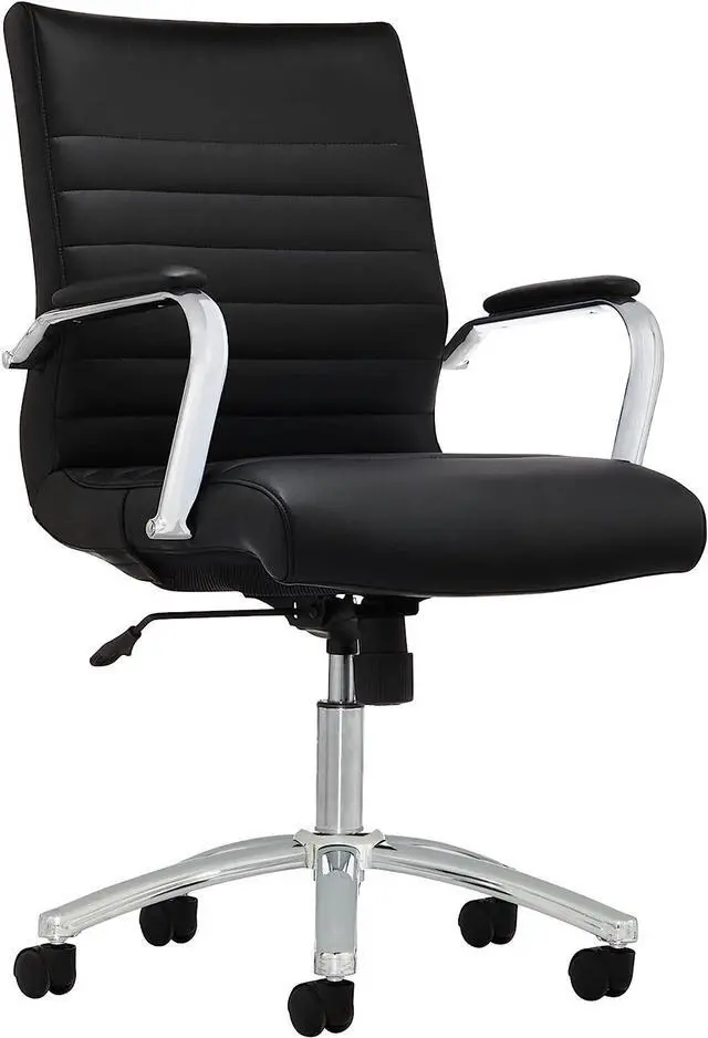 Main image of Realspace® Modern Comfort Series Winsley Bonded Leather Mid-Back Chair, Black