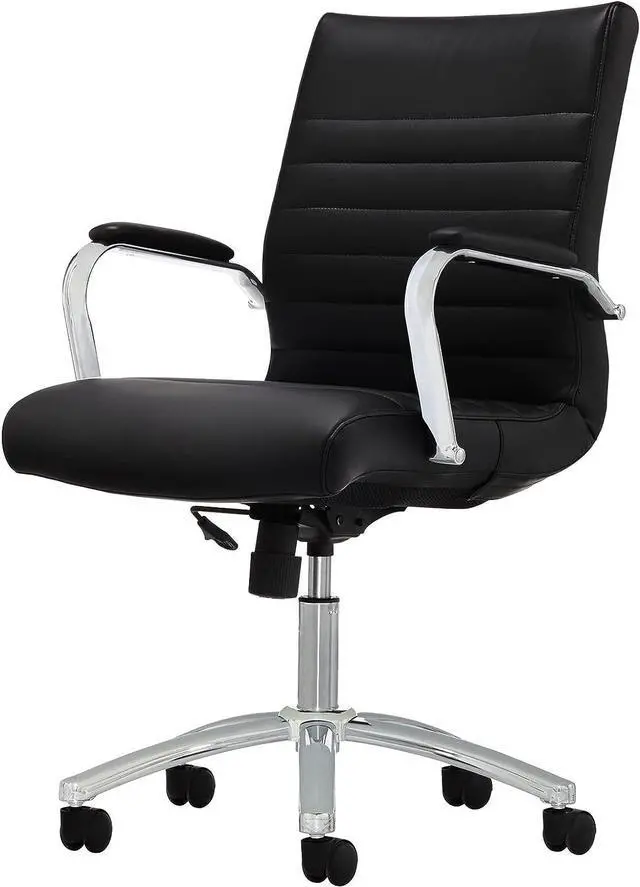 Alt view image 6 of 6 - Realspace® Modern Comfort Series Winsley Bonded Leather Mid-Back Chair, Black