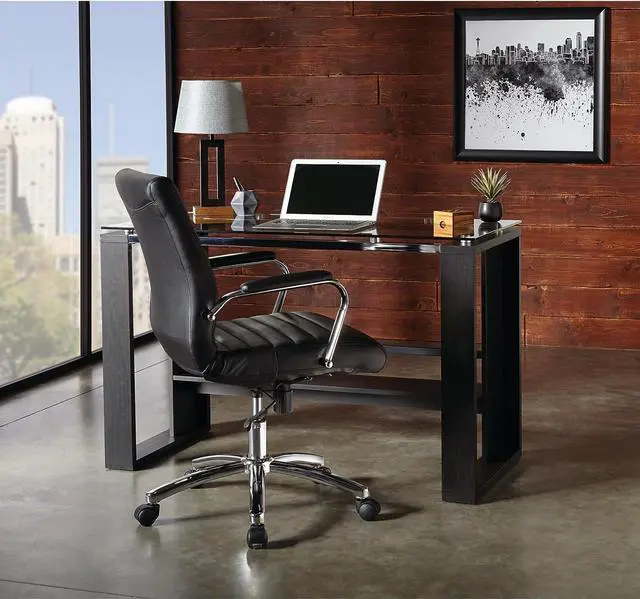 Alt view image 2 of 7 - Realspace® Modern Comfort Series Winsley Bonded Leather Mid-Back Chair, Black