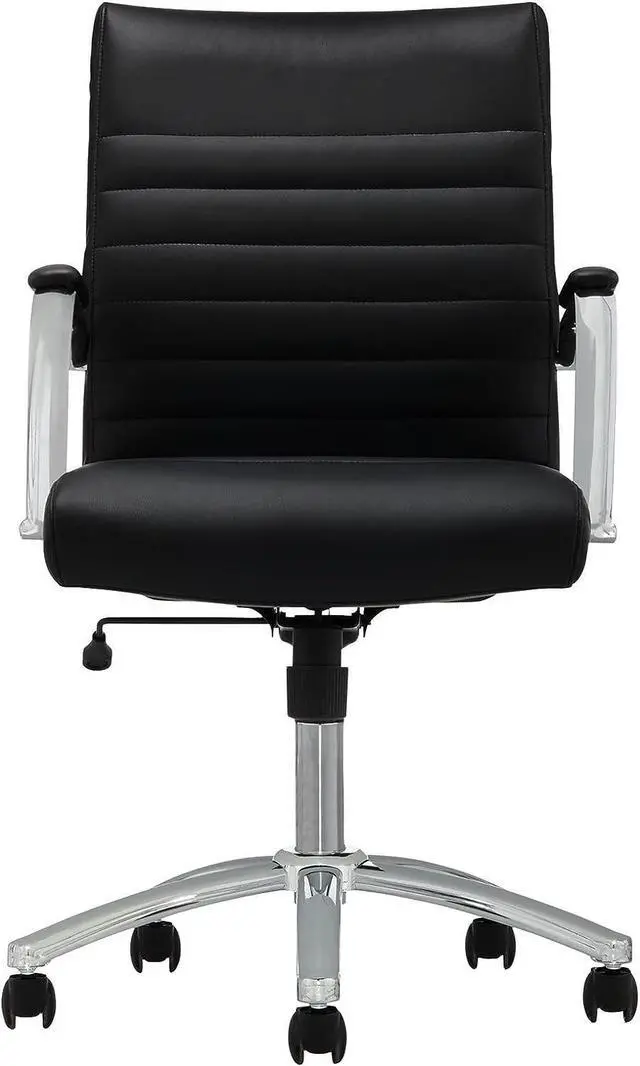 Alt view image 5 of 7 - Realspace® Modern Comfort Series Winsley Bonded Leather Mid-Back Chair, Black