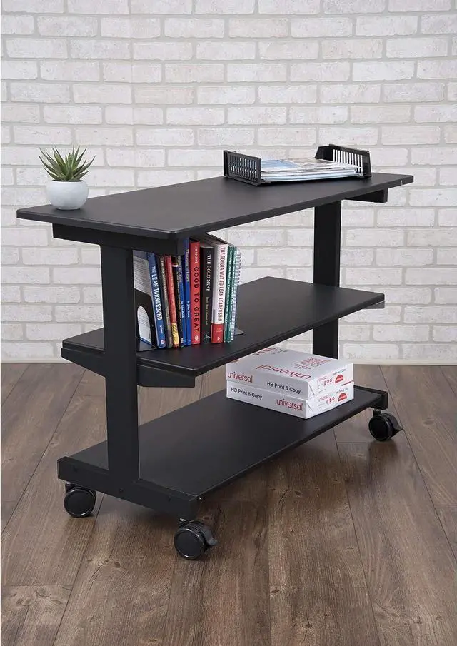 Alt view image 2 of 7 - Stand Up Desk Store 3-Shelf Rolling Desk Return Side Desk Organizer and Bookcase on Wheels