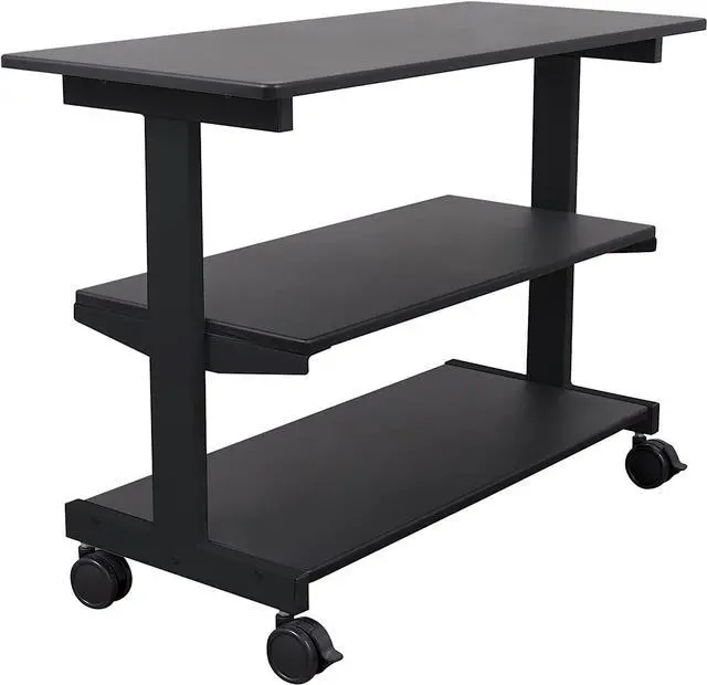 Main image of Stand Up Desk Store 3-Shelf Rolling Desk Return Side Desk Organizer and Bookcase on Wheels