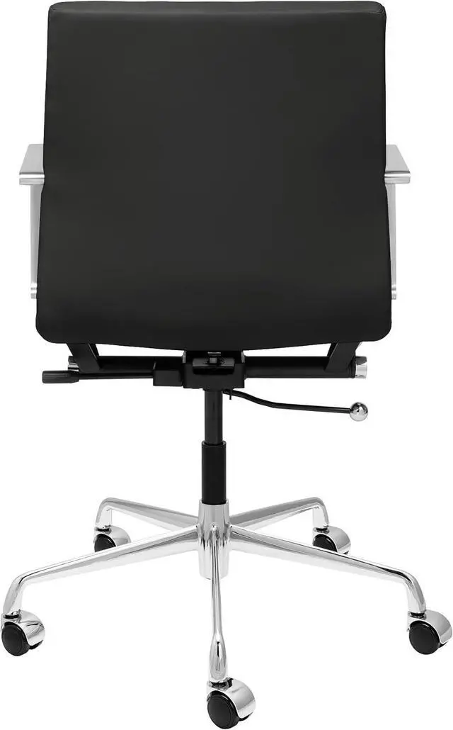 Alt view image 5 of 5 - Laura Davidson Furniture SOHO II Ribbed Office Chair - Mid Back Desk Chair, Ergonomically Designed with Arm Rest & Swivel, Made of Faux Leather, Black, Computer Chair