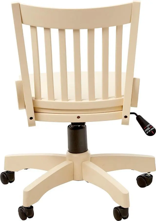 Alt view image 5 of 7 - OSP Home Furnishings Deluxe Armless Wood Banker's Desk Chair with Adjustable Height, Locking Tilt, and Heavy Duty Base, Antique White