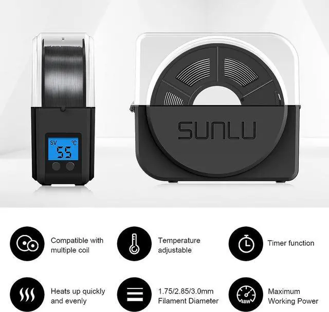 Alt view image 2 of 7 - SUNLU Filament Dryer Box for 3D Printer Filament, Keep Filament Dry During 3D Printing, Filament Holder, Storage Box, Black, Welcome to consult
