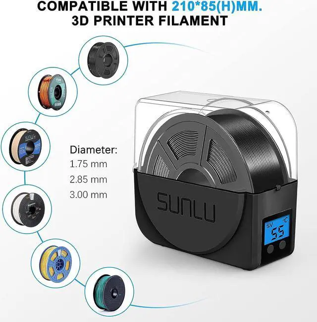 Alt view image 3 of 7 - SUNLU Filament Dryer Box for 3D Printer Filament, Keep Filament Dry During 3D Printing, Filament Holder, Storage Box, Black, Welcome to consult