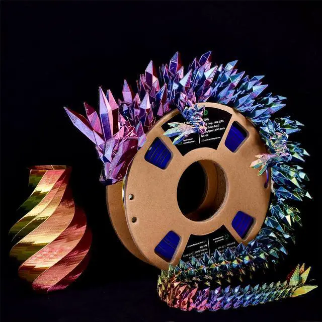 Alt view image 2 of 7 - OVV3D 3D Printer Filament, Tri-Colors PLA Filament 1.75mm, Coextrusion Silk PLA Filament, Rainbow PLA Filament with Silk PLA Red-Yellow-Blue, 3D Printing Filament +/-0.02mm, 1kg