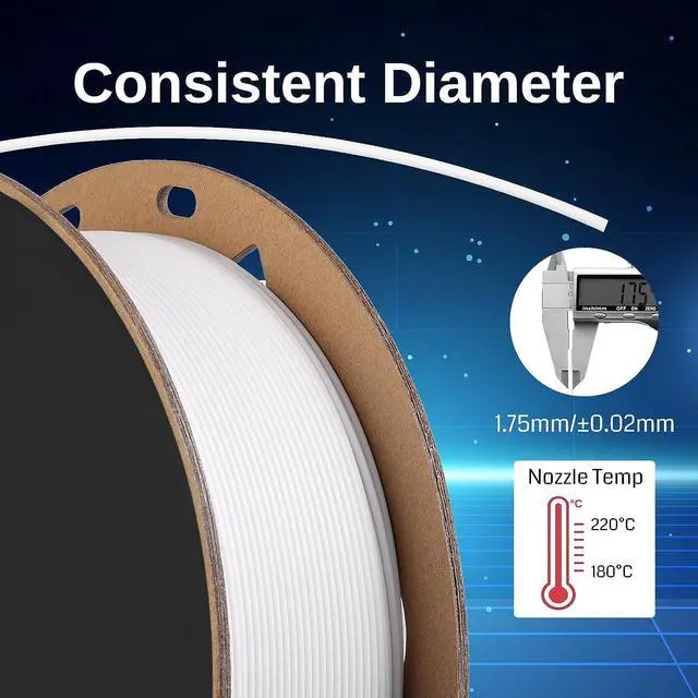 Alt view image 2 of 7 - SainSmart GT-3 High Speed Matte PLA Filament 1.75mm, High Flow 3D Printer Filament, White, 2.2 LBS (1KG) Spool, Dimensional Accuracy +/- 0.02mm
