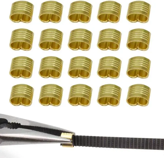 Main image of 2GT Belt Clamp, Copper Buckle, Wire Cable Connector, 3D Printer Belt Crimps Ends fits for 6mm 3D Printer Belt,20pcs/Pack (Belt Clamp-20pcs)