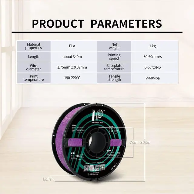 Alt view image 6 of 6 - Glitter PLA Filament, Twinkling 3D Printer Filament, PLA Filament 1.75mm Dimensional Accuracy +/- 0.02mm, 1KG Spool (2.2 lbs), Fit Most FDM Printer (Glitter Purple)