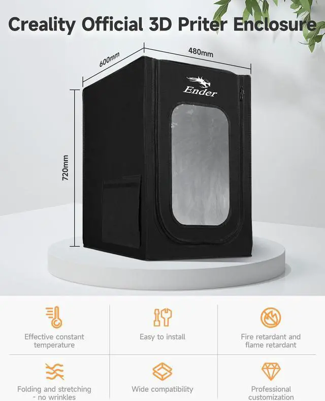 Alt view image 4 of 7 - Creality Official 3D Printer Enclosure Fireproof and Dustproof Tent Constant Temperature Protective Cover Storage 480*600*720mm for Ender 3/Ender 3V2/Ender 3S/S1/S1 Pro/Ender 3Pro/Ender 3 Neo/3 V2 Neo