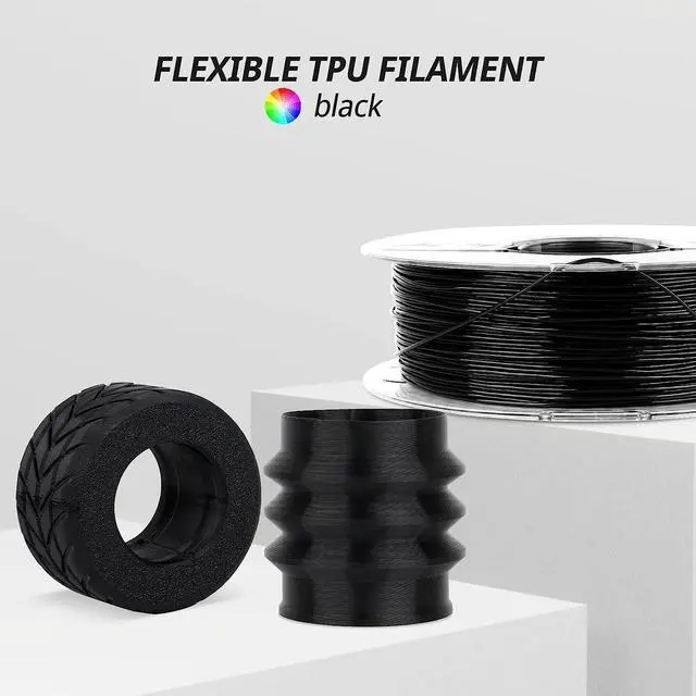 Alt view image 4 of 7 - AMOLEN TPU 3D Printer Filament 1.75mm, Flexible Soft TPU 3D Printing Filament Supports High Speed, 1kg Spool(2.2lbs), Black
