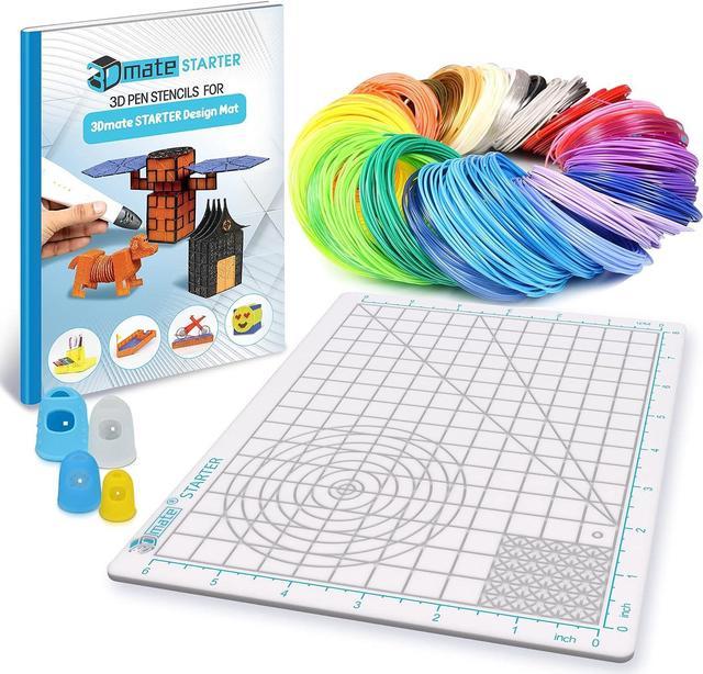 3D Pen Filament with Silicon Design Mat and Compatible Stencils Book with  12 Templates - 1.75mm PLA Plastic Refills - 360 Feet of Assorted Filament  for 3D Drawing and Doodling 