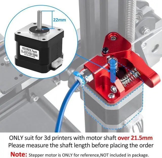 Alt view image 3 of 7 - Redrex Dual Gear Ender 3 Extruder with Two Washers Metal Drive Feeder Upgrade Kit Compatible with Creality Ender 3 V2 Pro,Ender 3 Neo Series,CR10 3D Printer TPU Filament Supported(Motor Shaft>20mm)