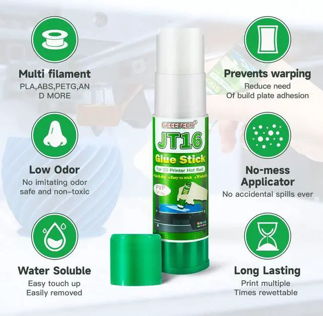 Alt view image 4 of 7 - 3D Printer Glue Stick 6 Pack, Perfect First Layer Adhesion, Prevents Warping on Heat Bed, Easy Release for ABS PLA PETG Filaments and Various Build Plate, 36g/1.27oz