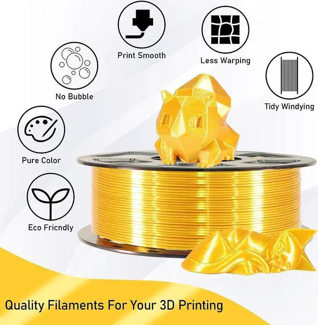 Alt view image 3 of 6 - 1KG Silk Metalic Shiny Gold PLA 3D Printer Filament, Widely Support for Most 3D Printing Printer, 2.2lbs 1KG 1.75mm 3D Printing Silk PLA Material