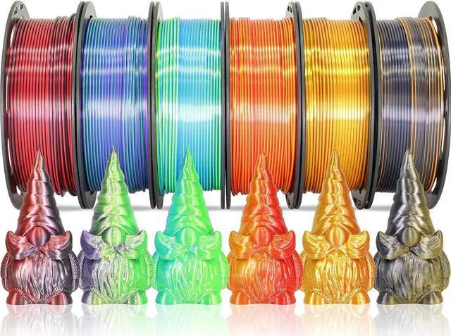 Main image of MIKA3D 6-Pack 1.75mm Dual Color Silk PLA 3D Printer Filament Bundle, 250g Spools in 6 Bicolor Options