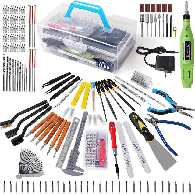 Main image of HIJIRH 165 Pcs Pro Grade 3D Printing Tool Kit,3D Printer Tool Kits,Diverse 3D Printer Accessory Including Electric Polishing Machine,Tool Box,for Remove/Trim and Finish 3D Print