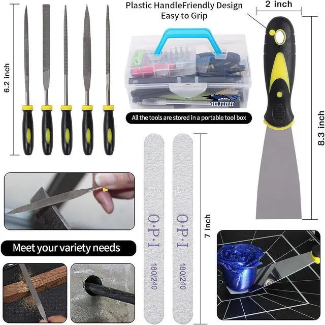 Alt view image 5 of 7 - HIJIRH 165 Pcs Pro Grade 3D Printing Tool Kit,3D Printer Tool Kits,Diverse 3D Printer Accessory Including Electric Polishing Machine,Tool Box,for Remove/Trim and Finish 3D Print