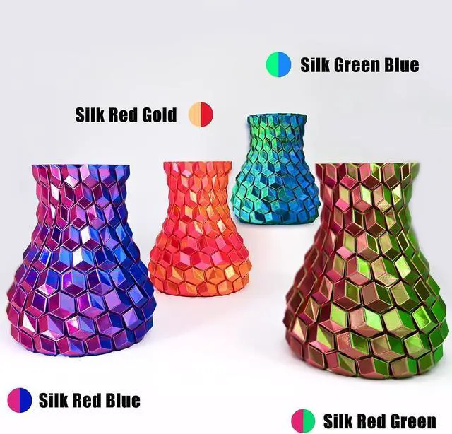 Alt view image 3 of 7 - 3D Printer Filament PLA, Rainbow PLA Filament 1.75mm +/-0.02mm, Silk PLA Dual Color Filament, 2 in 1 Coextrusion 3D Filament Bundle 200g x 4 Spools