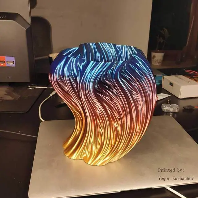 Alt view image 5 of 5 - CC3D Silk Rainbow Multicolor PLA Filamentt 1.75mm 1KG 3D Printer Filament Multi Color Printing Materials Gradually Changing Color PLA Rainbow Mulitcolor Multicolored Metallic Color Gradient Filament