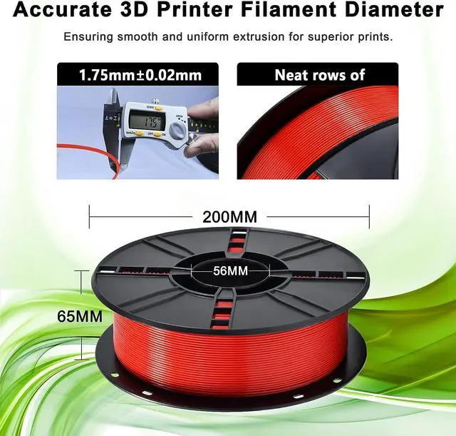 Alt view image 3 of 7 - iBOSS PLA Plus (PLA+) 3D Printer Filament 1.75mm,1kg Spool (2.2lbs) Toughness Enhanced 3D Printing Filament,Dimensional Accuracy +/- 0.02mm,1.75mm PLA Plus Filament,Fit Most FDM Printer(Red)