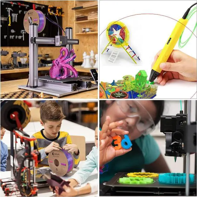 Alt view image 7 of 7 - Tri Color Silk PLA 3D Printer Filament Bundle 1.75mm Color Changing PLA Filament Multi Pack Bundle 4 Spool Each 250g (Multicolor: Red&Yellow&Blue; Red&Blue&Green; Red&Purple&Gold; Orange&Blue&Green)