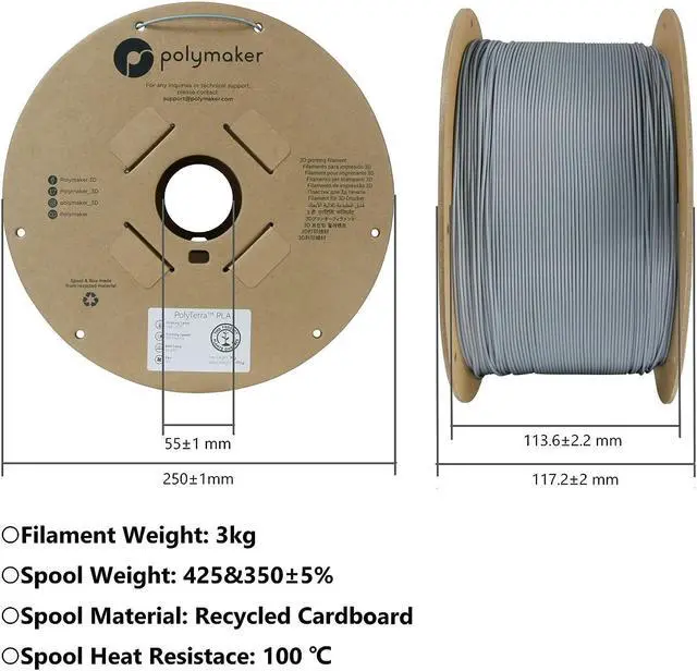 Alt view image 5 of 6 - Polymaker 3kg Matte PLA Filament 1.75mm, White PLA 3D Printer Filament 1.75 - PolyTerra 1.75 PLA Filament Matte White 3kg, Cost Effective Large Roll PLA 3D Printing Filament for Big Projects
