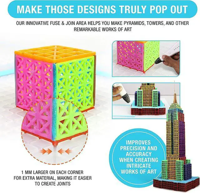 Alt view image 4 of 6 - 3Dmate Base - Transparent 3D Pen Mat 18 x 12 Inches with Fuse and Join Area - Flexible Two-Sided Heat-Resistant Silicone - 3D Pen Accessories Compatible with Stencils - STEM Activity for Kids, Adults