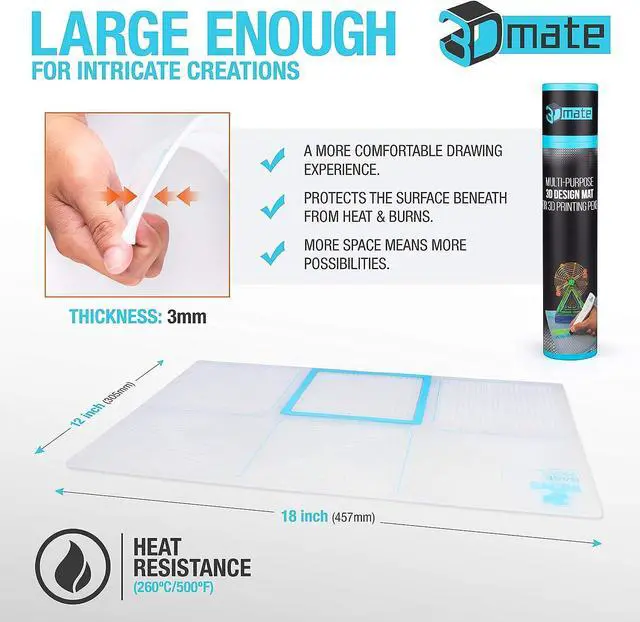 Alt view image 5 of 6 - 3Dmate Base - Transparent 3D Pen Mat 18 x 12 Inches with Fuse and Join Area - Flexible Two-Sided Heat-Resistant Silicone - 3D Pen Accessories Compatible with Stencils - STEM Activity for Kids, Adults
