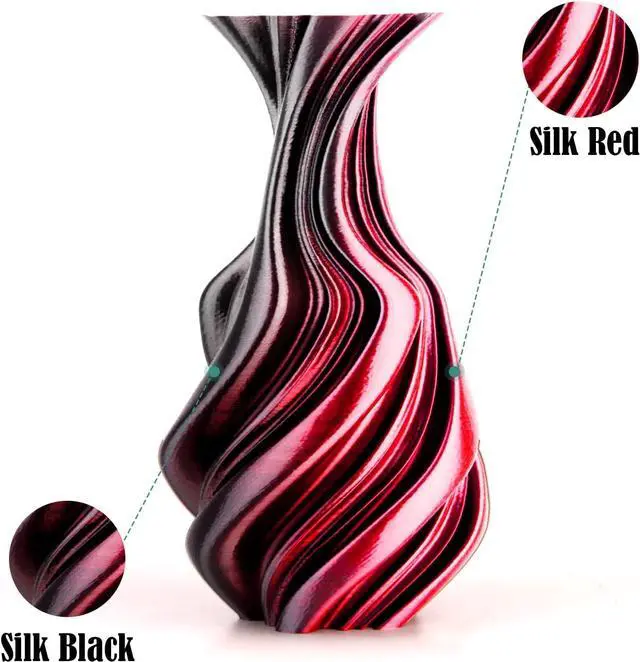 Alt view image 4 of 7 - PLA Filament 1.75mm,3D Printer Filament Silk PLA 3D Filament Dual Color Filament Black Red Pla Filament 3D Printing Filament 1.75mm+/-0.02mm,1KG/2.2lb