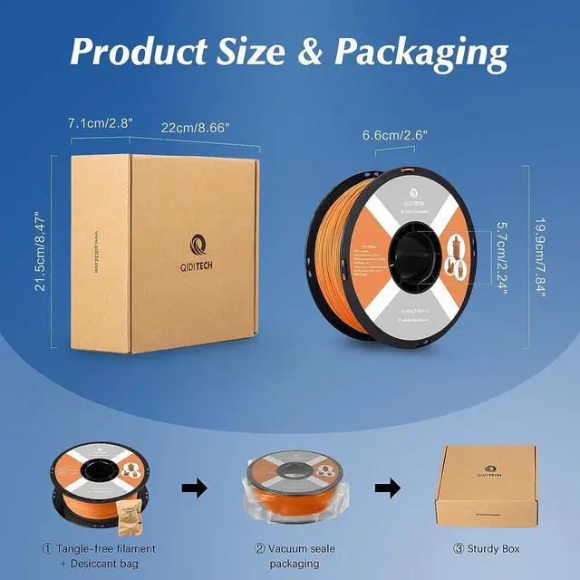 Alt view image 5 of 7 - R QIDI TECHNOLOGY PLA Filament 1.75mm, 3D Printer Filament PLA Rapido, Suitable for High Speed Printing, 3D Printing Filament Fit Most FDM 3D Printers, 1 KG Spool (2.2lbs), Orange