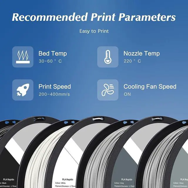 Alt view image 6 of 7 - R QIDI TECHNOLOGY PLA Filament 1.75mm, 3D Printer Filament PLA Rapido, Suitable for High Speed Printing, 3D Printing Filament Fit Most FDM 3D Printers, 1 KG Spool (2.2lbs), Black