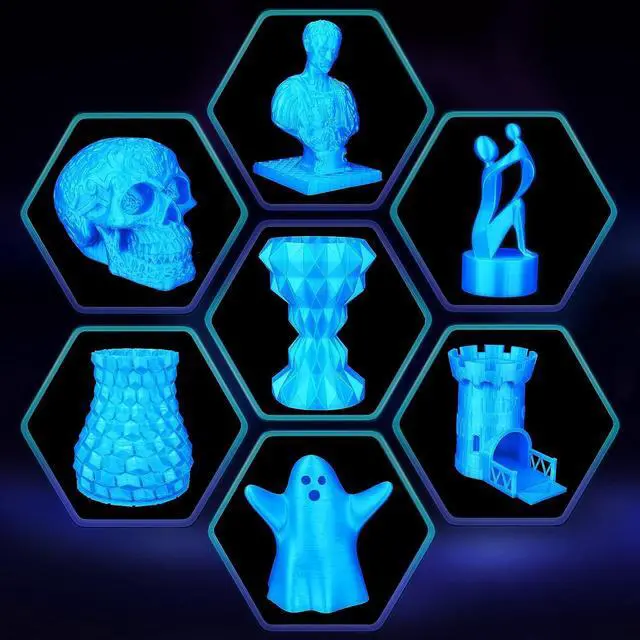 Alt view image 7 of 7 - PLA+ 3D Printer Filament Luminous Blue, 1.75mm No Tangle, Net Weight 2.2lbs Spool (1kg, PLA Pro Plus, Blue with Glow in The Dark Effect